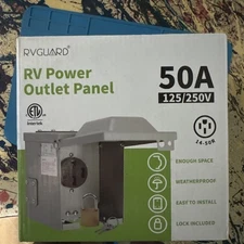 RVGUARD RV Power Outlet Panel Box 50A 125/250V, 14-50R w/Lock & Key