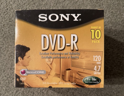 Sony ~ DVD-R ~ 10 Pack ~ 120 Min / 4.7GB ~ New in Sealed Packaging