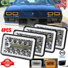 4PCS For 1982-1992 Chevrolet Camaro Z28 4x6" LED Headlights DRL Hi-Lo Beam