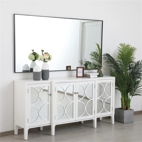 Elegant Decor Eternity 72" x 36" Contemporary Metal Frame Mirror in Black - Picture 12 of 12