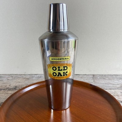 Vintage Angostura Old Oak Rum Marken Edelstahl Cocktail Shaker 70er Jahre