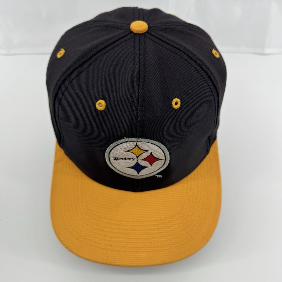 Vintage Pittsburgh Steelers Hat Cap Snapback Black Yellow Blockhead 90s ...