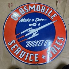 Oldsmobile Rocket Porcelain Enamel Sign 29 X 29 Inches Oldsmobile Rocket Porcelain Enamel Sign 29 X 29 Inches