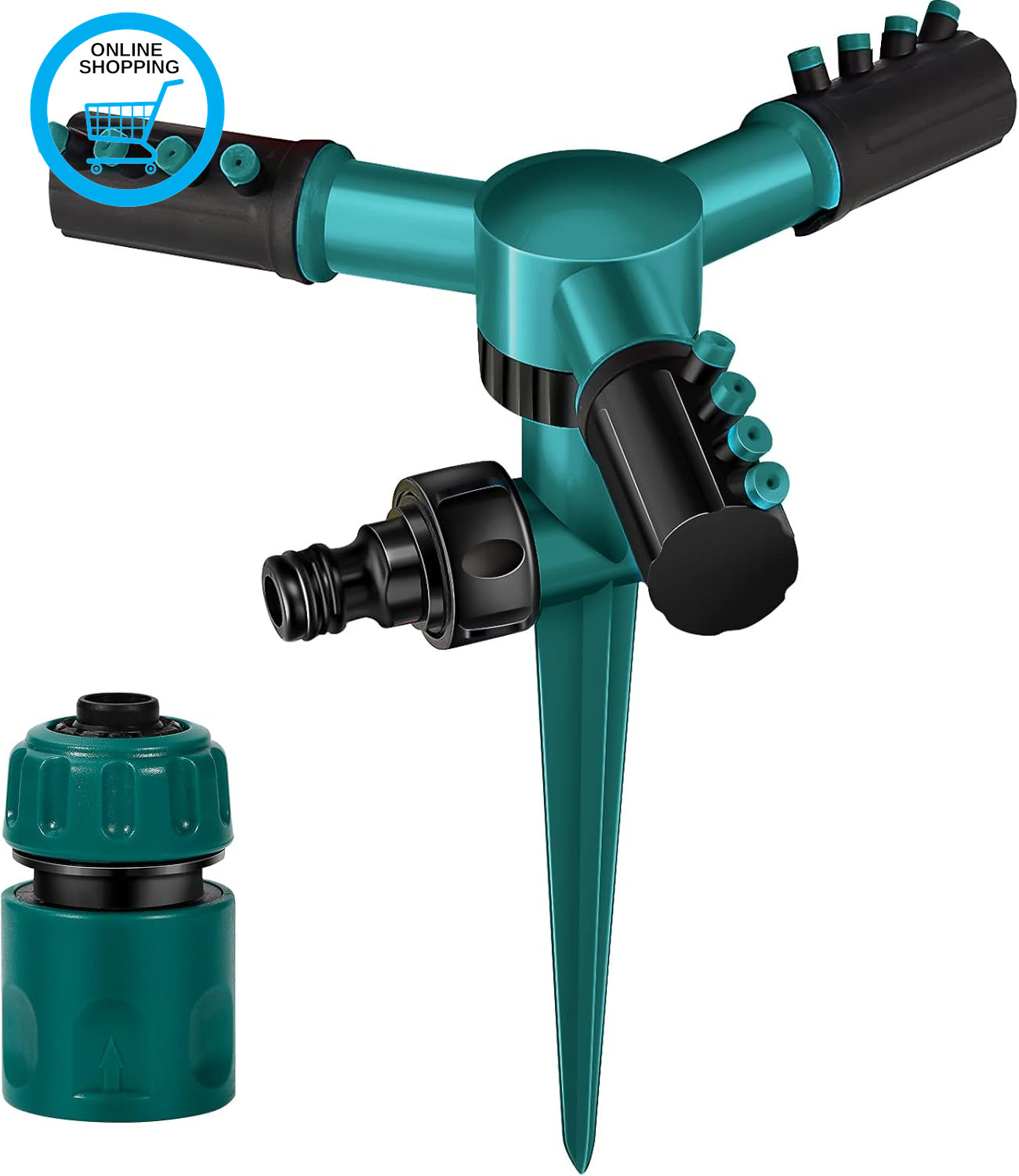 Garden Sprinkler Lawn Water Sprinkler Automatic 360 Rotating 3 Arms Sprayer Adju