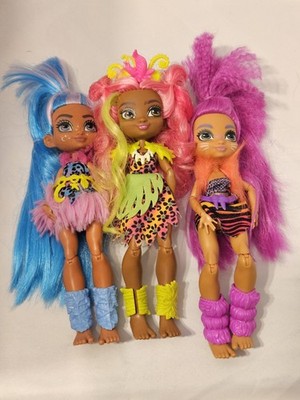 Mattel Cave Club 8in Fashion Dolls Lot of 3 Articulated Multicolor Hair No Shoes