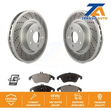 Coated Brake Rotors Semi-Metallic Pad Front Kit For Mercedes-Benz C300 E350 C350