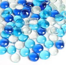 Ocean Blue Transparent Glass Pebbles - Versatile Decorative Vase Fillers 100 Pcs