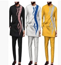 Men's Traditional 2 Piece Set African Shirt and Pants Set Suit Middle East Suit