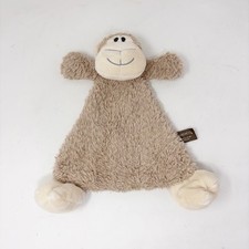 DEMDACO Monkey Lovey Security Blanket Brown Rattle Plush 12" Baby Soft Toy Flat
