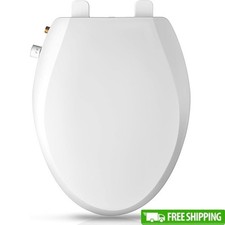 Elongated Bidet Toilet Seat White Plastic Oval Easy Clean Comfort Upgrade New