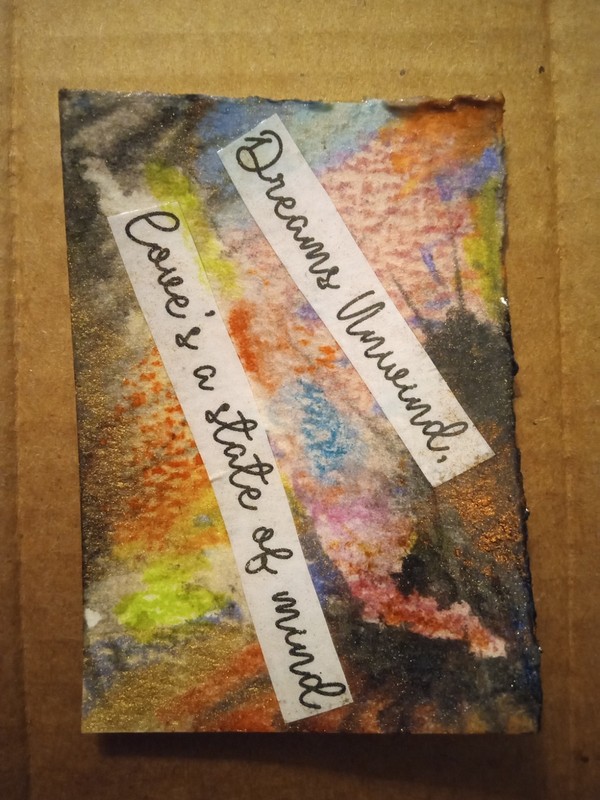 ACEO Rhiannon Mixed Media Tiny Original Painting Abstract Oils Chalks Pencils