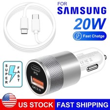 20W USB A C Fast Car Charger Adapter Socket For Samsung Galaxy S25 S24 S23 Ultra