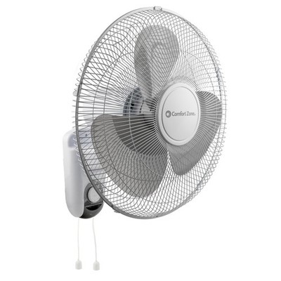 Oscillating Wall Mount Fan 16 inch 3 Speed Metal Grille 90 Degree Airflow