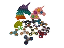 Lot of 16 FIDGET TOYS/ANXIETY Fidget Spinners, Sensory Toys, and Push Toys LOOK