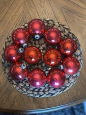 Shiny Brite Ornaments 3-red 8 pink/red 2.5β Lot Of 11 Made In USA Tops