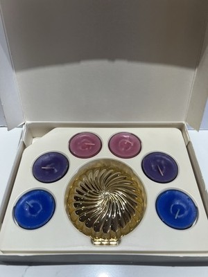 vintage Partylite Travel Tealights Set With Gold Shell