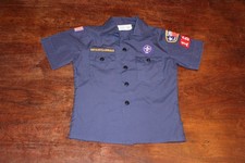 Boy Scouts of America BSA Youth Shirt Blue Small Sewn Patches Short Sleeve