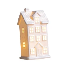 Lighted Christmas House Figurine with Light Ceramic for Bedroom Desk Party