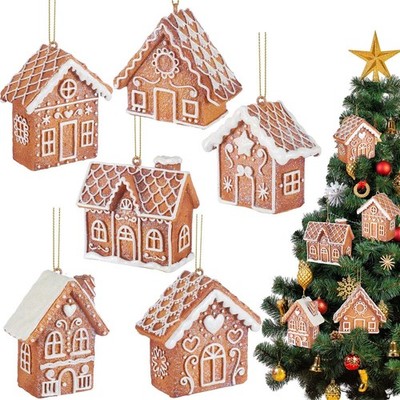 Weysat 6 Pcs Christmas Gingerbread House Ornament Glitter Christmas Tree Deco...