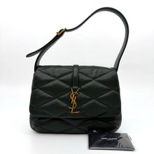 Saint Laurent YSL Le 57 Shoulder Bag Green Quilted Leather Gold Hardware