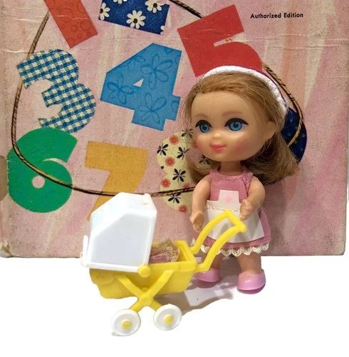 MATTEL 1960's Liddle Kiddles Nurse Florence Niddle #3507 Doll Outfit Buggy Baby