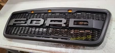 Front Grill For 2004-2008 Ford F150 Honeycomb Bumper W/Letter W/LEDs Matte Black