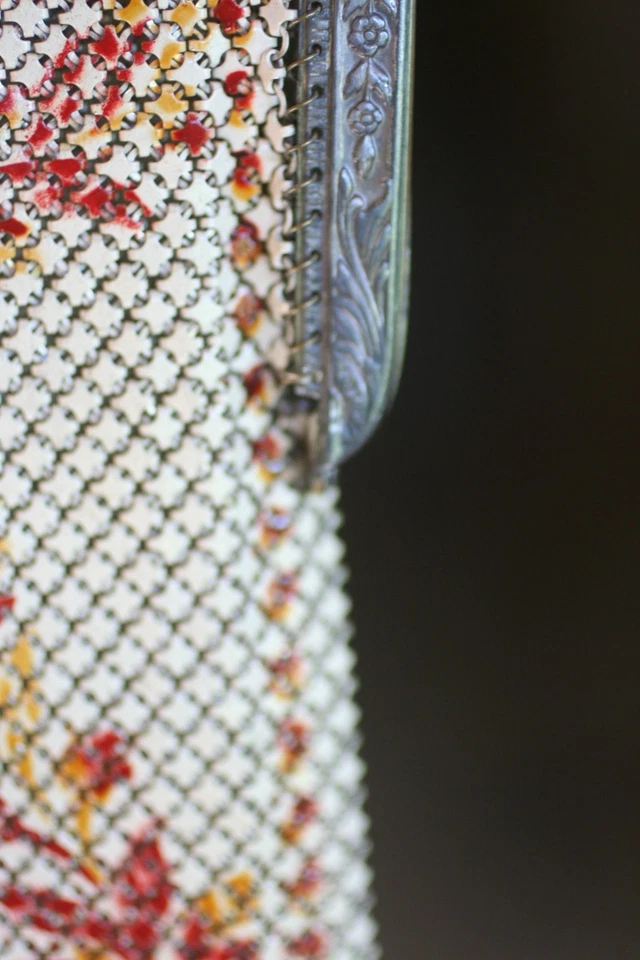 古董 *:Mandalian MFG Co. 搪瓷网状金属翻盖钱包:* 秋色 L@@K! — 第 2/4 张图片