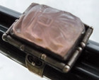 vintage chinese export carved sterling silver ring orchid china mark rose quartz — photo 9
