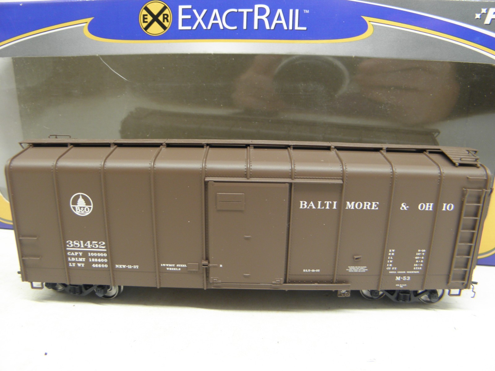 Exactrail Baltimore & Ohio M-53 Wagontop Boxcar-B&O #381452 -Ho Factory Car