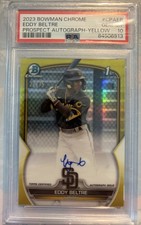 2023 Bowman Chrome Yellow Refractor Eddy Beltre 1st Rookie AUTO /75 PSA 10