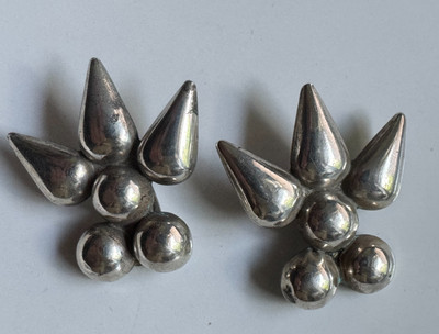 Ohrclips - Modernist Designer Star - 925er Silber - seltene Stücke  - 4 cm