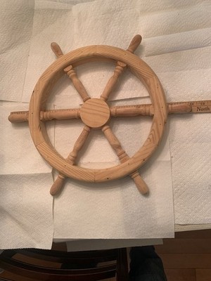 Nautical Boat Ship s Wheel Raw Plain Wood Unfinished Wall Decor Craft 18  Wide