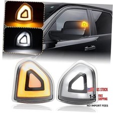 Side Tow Mirror Turn Signal Lights LED for 4 Pins,Amber/White Light,Clear