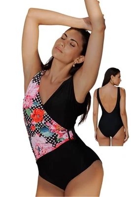Maillot de Bain Femme Une Pièce Doublé Croisé Avec Boucle LINEA SPRINT - Photo 1/3