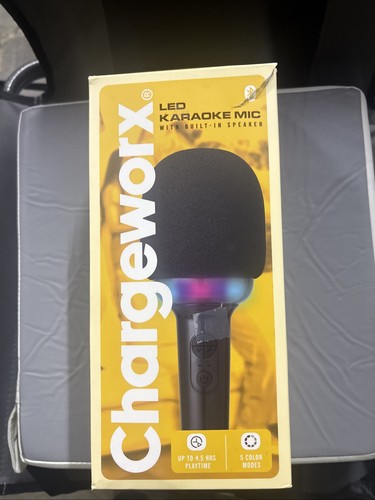 ChargeWorx Wireless Karaoke Microphone w/ Speaker, Bluetooth, LED Lights – New