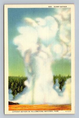 #ad Vintage Giant Geyser Yellowstone Linen Postcard by Sanborn Souvenir $6.99