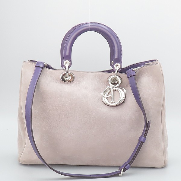 Dior Large Diorever Tote Bag in Light Purple Leather with Strap