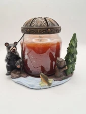 Yankee Candle Holder Bears Fishing Father's Day CANDLE NOT INCLUDED