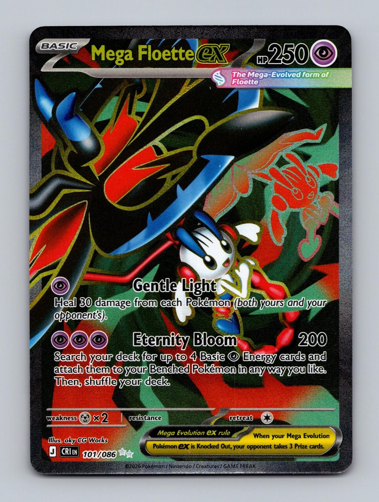 Mega Floette ex 101/086 Ultra Rare Chaos Rising Pokemon Holo Near Mint