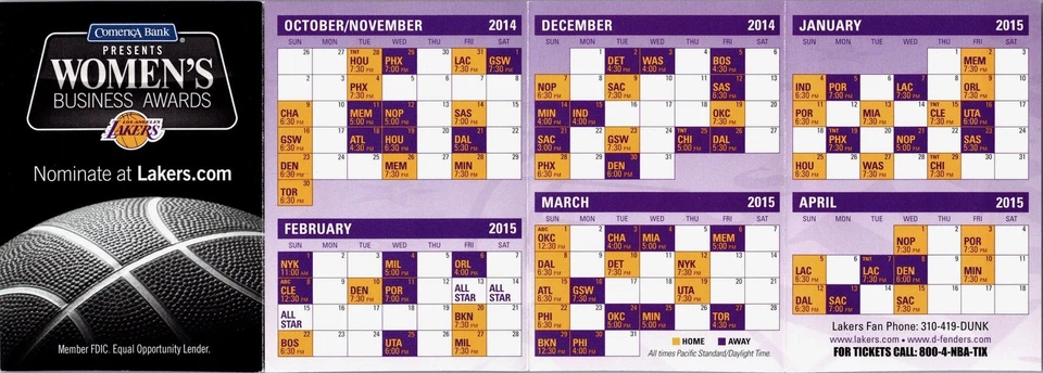 HORARIO DE BOLSILLO Los Angeles Lakers (Temporada 2014 - 2015) Kobe Bryant NBA Foto 3 de 3