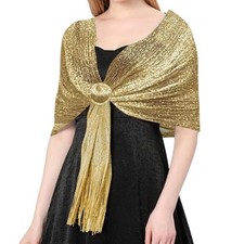 Stola für Abendkleid Glitzer Abendkleid Damen Funkelnde Metallische Tücher un...