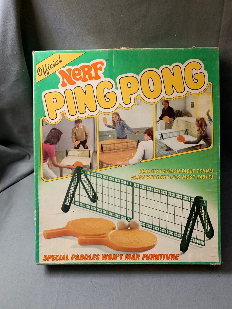 Vtg OFFICIAL Nerf Ping Pong Table Tennis Set Parker Brothers 1982 Original  Box