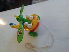 Vintage Plastic Helicopter w/ Wheels and Pull String 