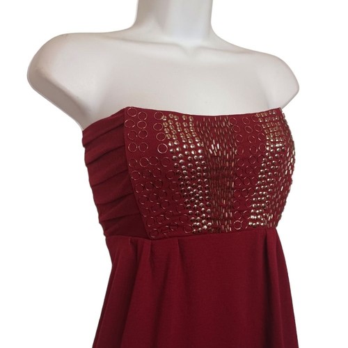 NEU NASS SEAL Nieten Perlen Burgund rot lila trägerlos Tunika Top X-Large - Bild 2 von 7