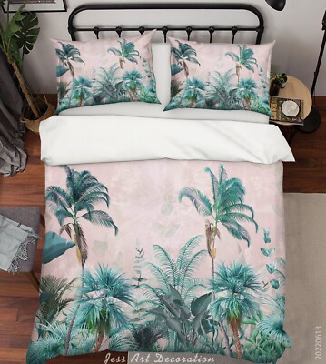 3D Tropical Plant Landscape Quilt Cover Set Bedding Sets Pillowcases Queen 48