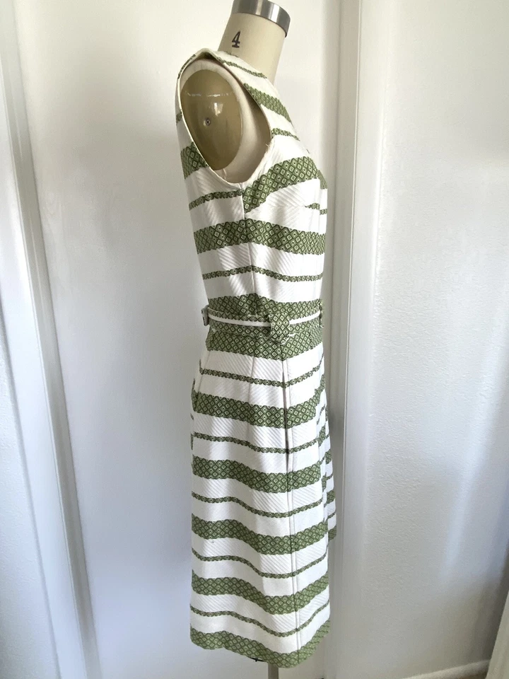 Vestido De Colección Años 60 Pat Premo California Tejido Cinturón Mod Verde Foto 4 de 4