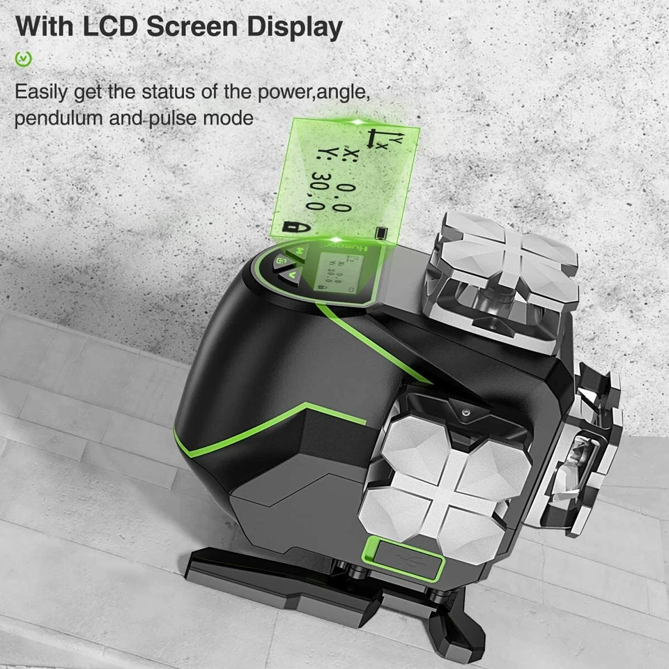 4D Self-Leveling Laser Level Cross Line Laser with LCD Screen Remote Control - Image 2 of 4