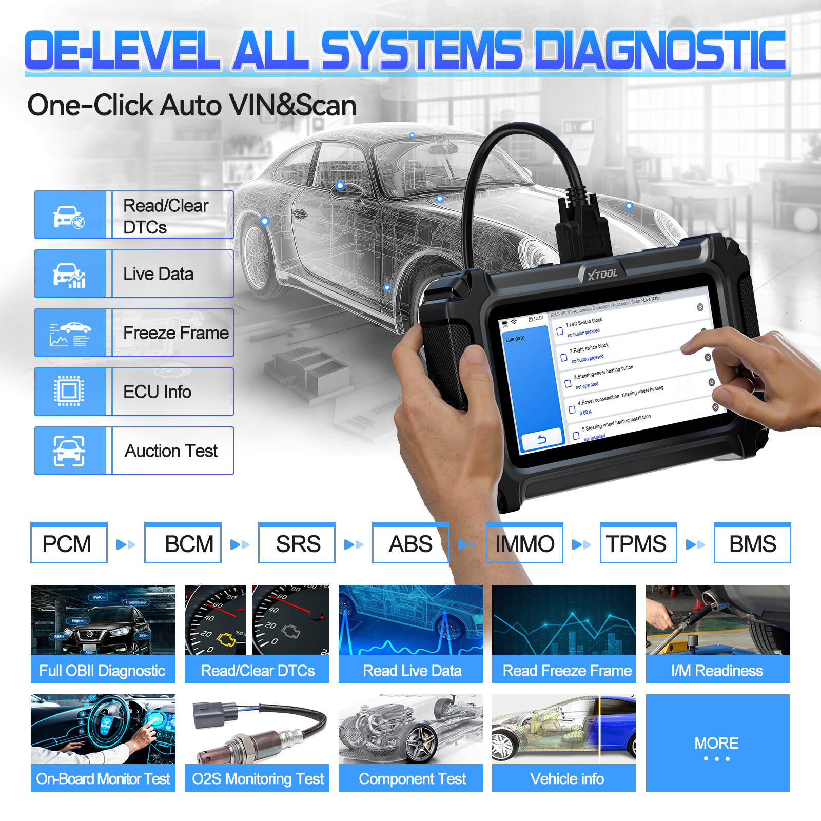 XTOOL IP500 OBD2 Scanner Full System Diagnostic Tool for Chevrolet 25 Functions