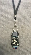 Asthma Inhaler Holder Case Sleeve Black White Flower Floral Keyring Lanyard COPD