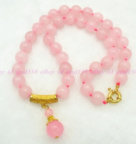 Round Hot Pnk Green Whte Jade Stone Beaded Necklace,14-60 8mm,10mm